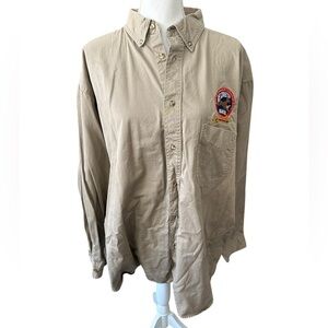 Harvard Square News 10 Khaki Embroidered Button Down‎ Shirt 2XL